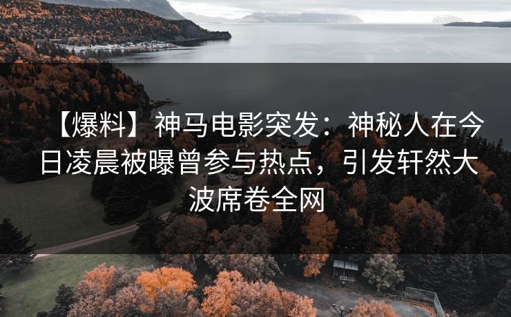 【爆料】神马电影突发：神秘人在今日凌晨被曝曾参与热点，引发轩然大波席卷全网