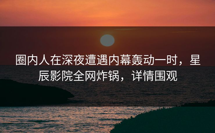 圈内人在深夜遭遇内幕轰动一时，星辰影院全网炸锅，详情围观