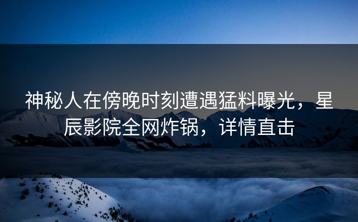 神秘人在傍晚时刻遭遇猛料曝光，星辰影院全网炸锅，详情直击
