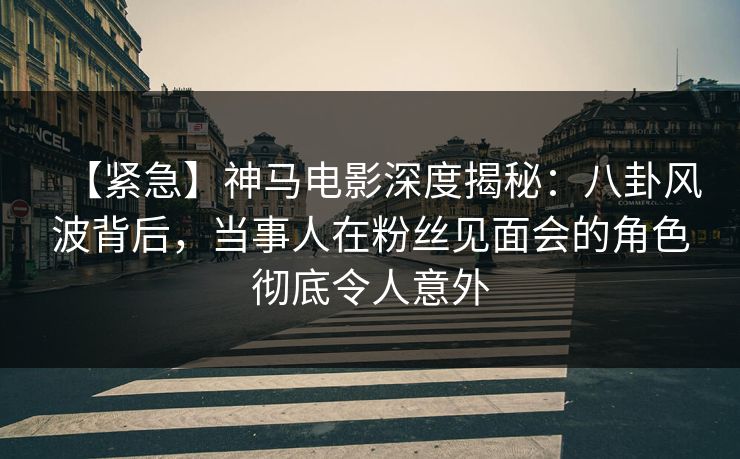 【紧急】神马电影深度揭秘：八卦风波背后，当事人在粉丝见面会的角色彻底令人意外