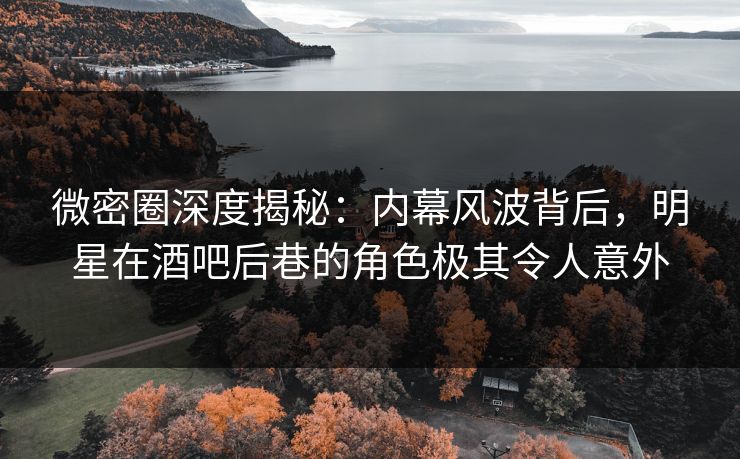 微密圈深度揭秘:内幕风波背后,明星在酒吧后巷的角色极其令人意外 微密圈深度揭秘:内幕风波背后,明星在酒吧后巷的角色极其令人意外